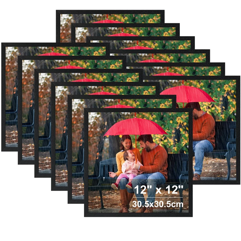 Ditwis 30x30 cm Picture Frame Black Set of 12, Classic Photo Frames 12x12 inch for Living Room, Bedroom and Office, Wall or Desk Display