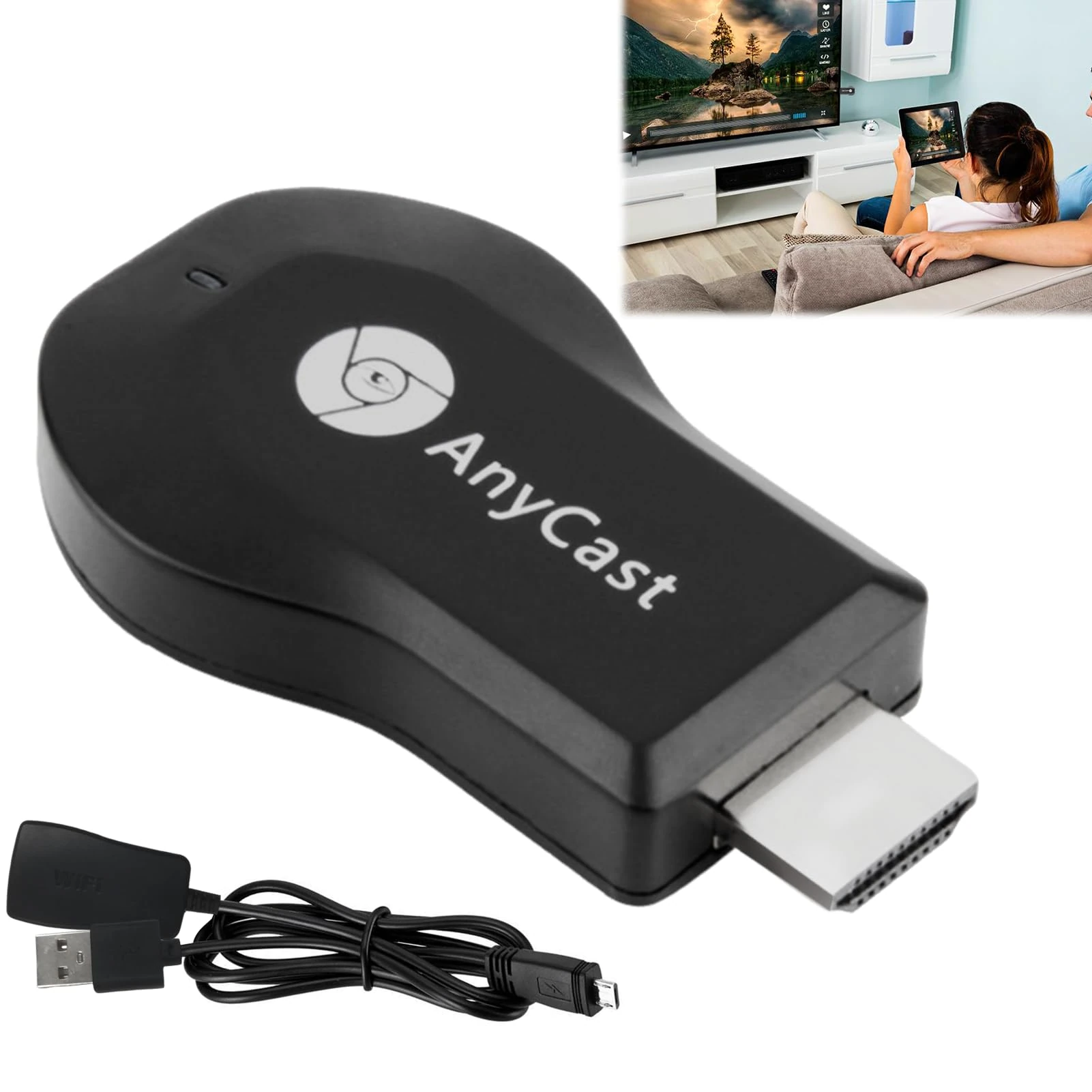 Wireless Display Adapter, WiFi 1080P Miracast Streaming Device for Transmitter and Receiver, WiFi 4K 1080P Mobile Screen Mirroring Receiver Dongle for iPhone Mac i-OS Android to Projector Wirelessly