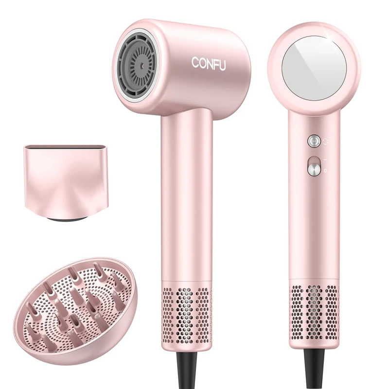 CONFU Hair Dryer,110,000 RPM High-Speed Brushless Motor,200 Million Ionic Hairdryer Fast Drying Low Noise Lightweight Blow Dryer,Hairdryers for Women and Men Travel Hairdryer with Diffuser