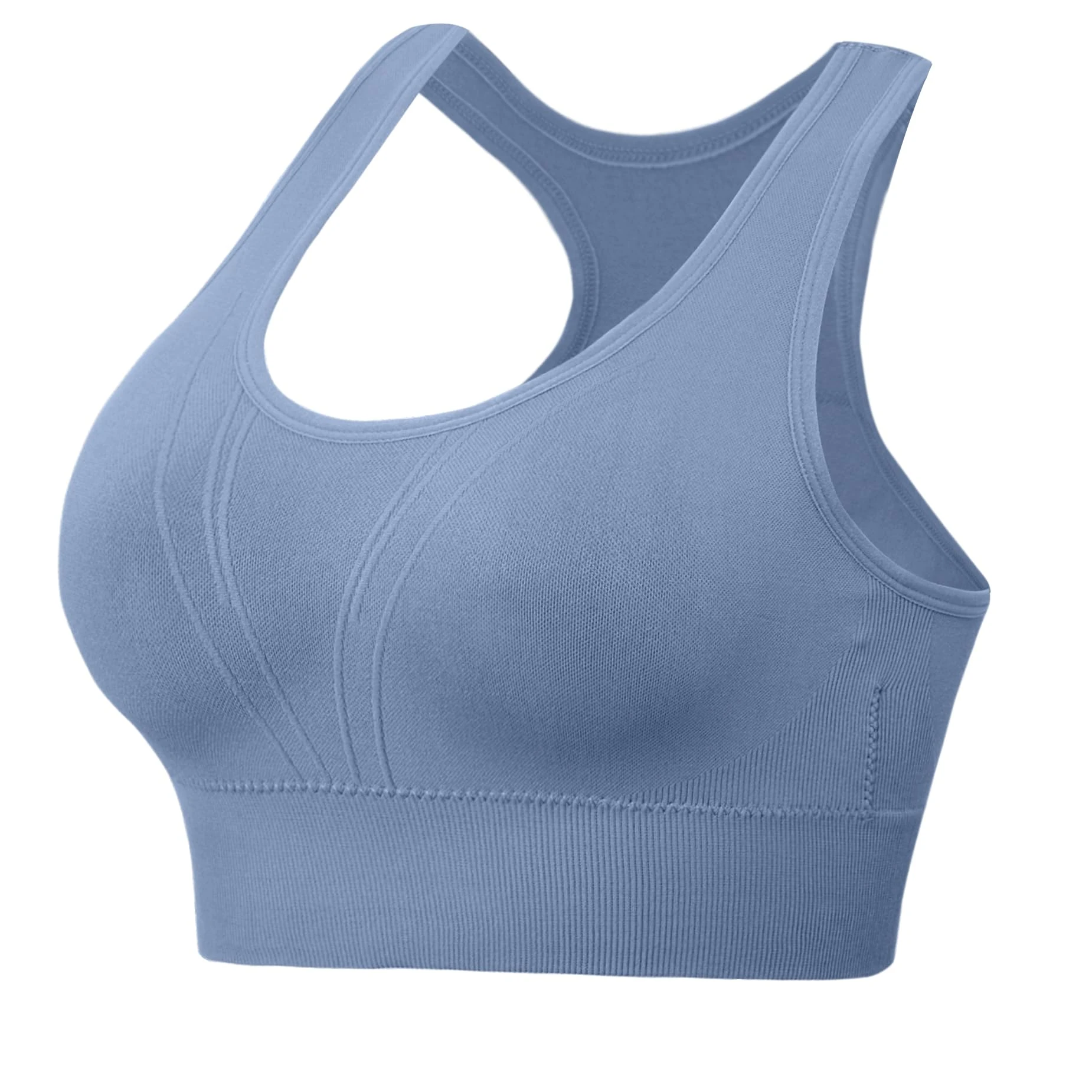 Litherday Sports Bra Women's Push Up Sports Bra Strong Hold Bra Without Underwire Removable Pads Comfort Yoga Crop Tops Vest for Fitness Blue
