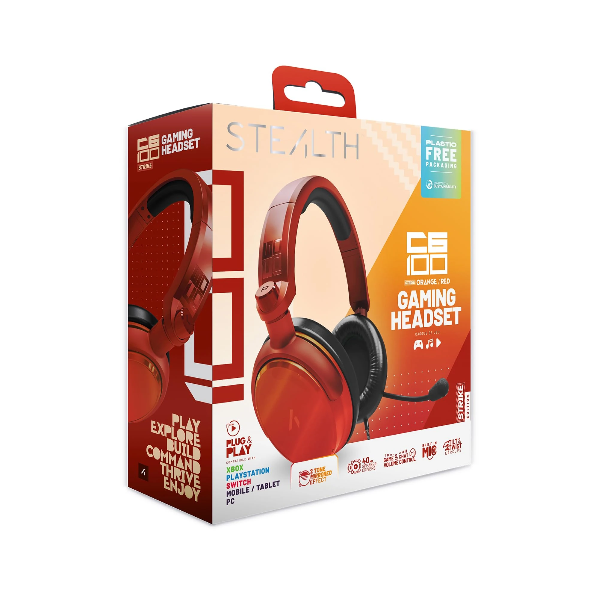 STEALTH C6-100 Gaming Headset Range (Strike Red)