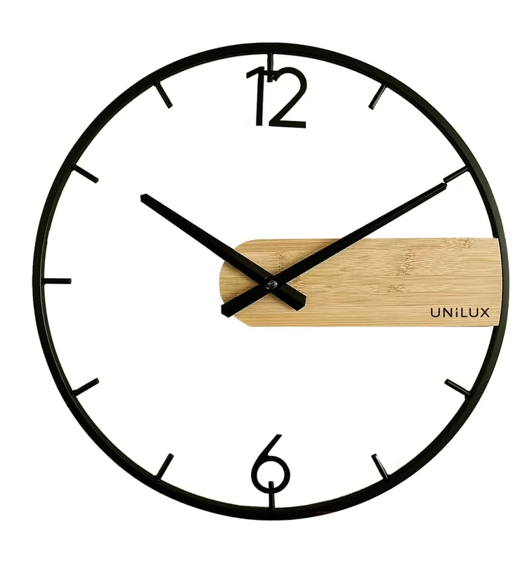 Unilux Circle Wall Clock 42 cm Black/Bamboo