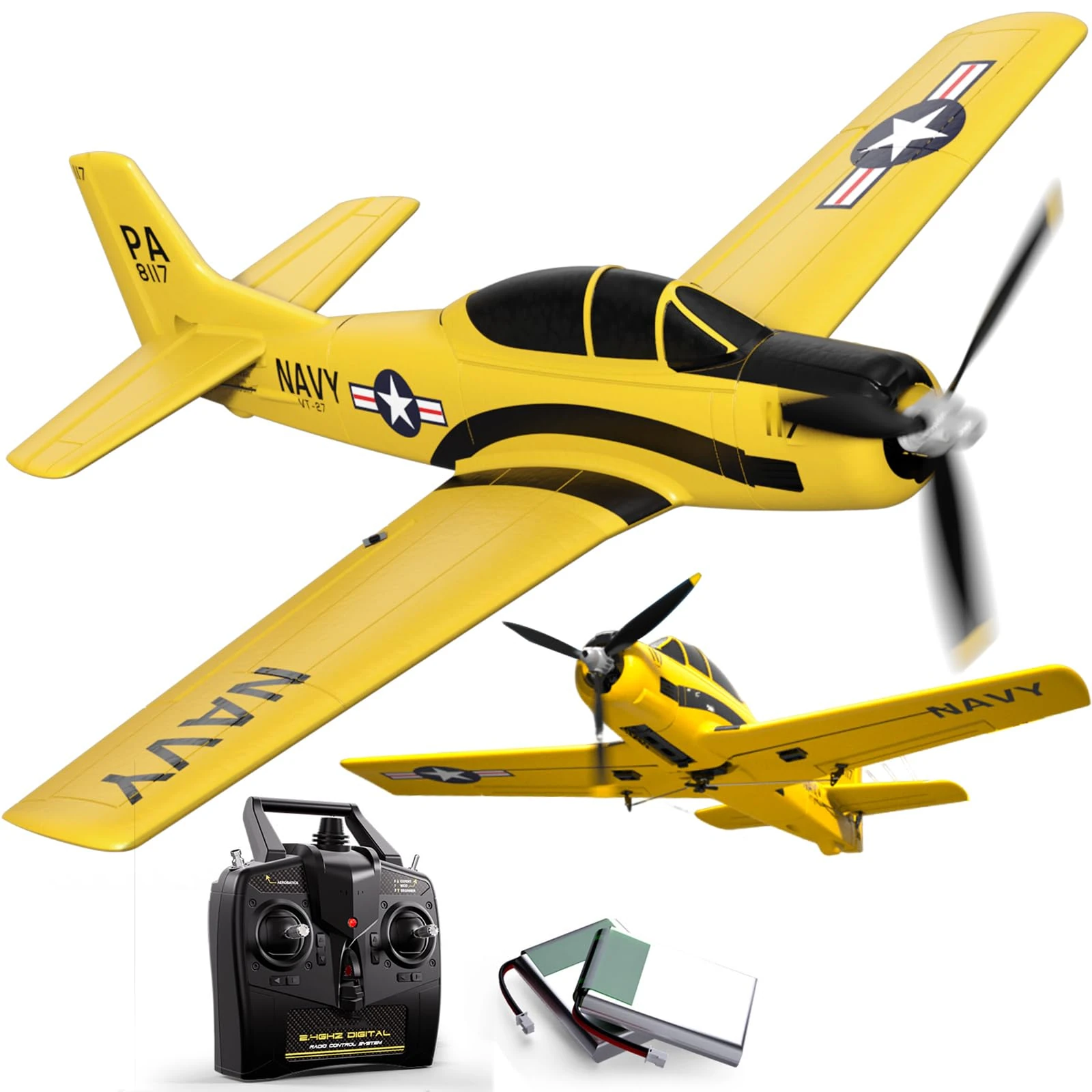 Ssccgym T-28 Fighter Jet T28 RC Plane 4 Channel Fighting Remote Control Aircraft Xpilot Stabilization/Aerobatics / 6 Axis Gyro 4CH for Beginner Adults Boys