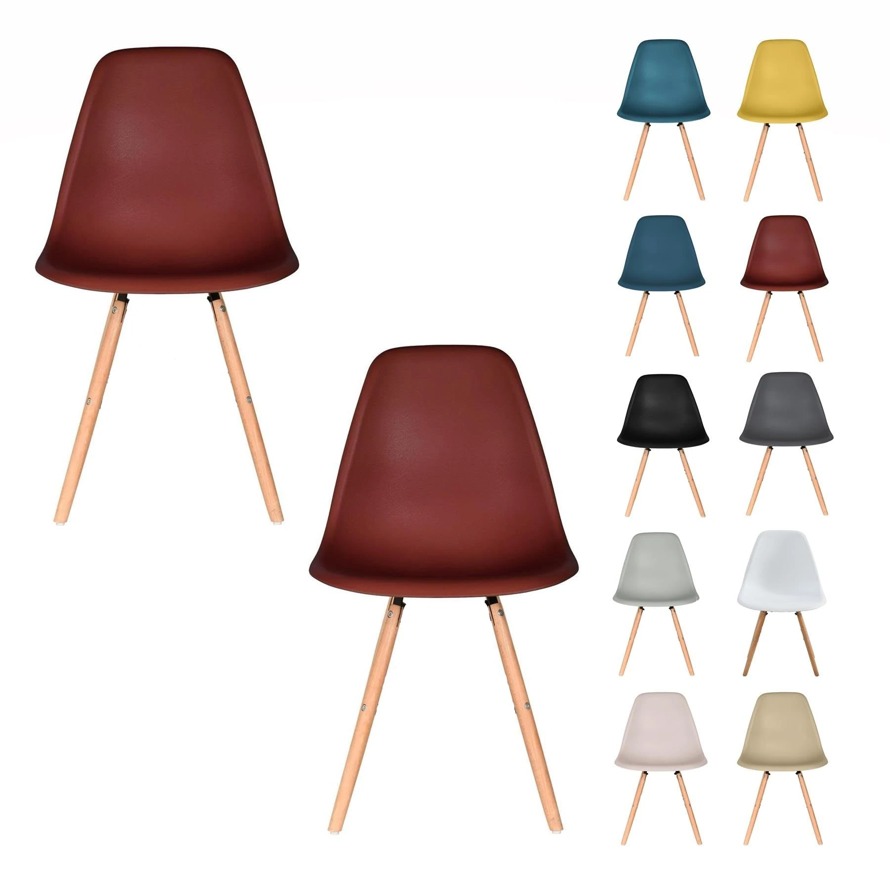 AVC Designs Set of 2 Dining Chairs Wooden Lounge Dining Home Office Commercial Designer (Burgundy)