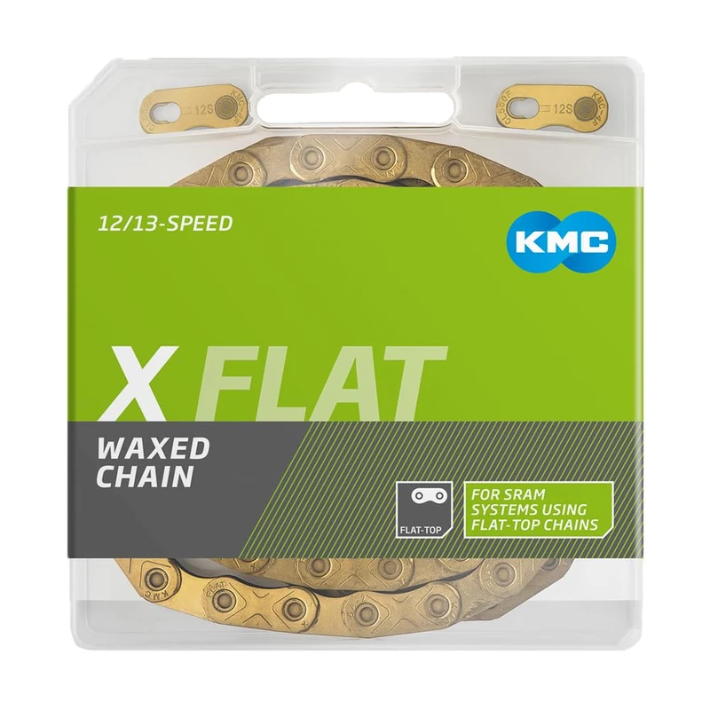 KMC X-Flat 12/13 Speed Ti-N Gold Waxed Chain - 126 Link