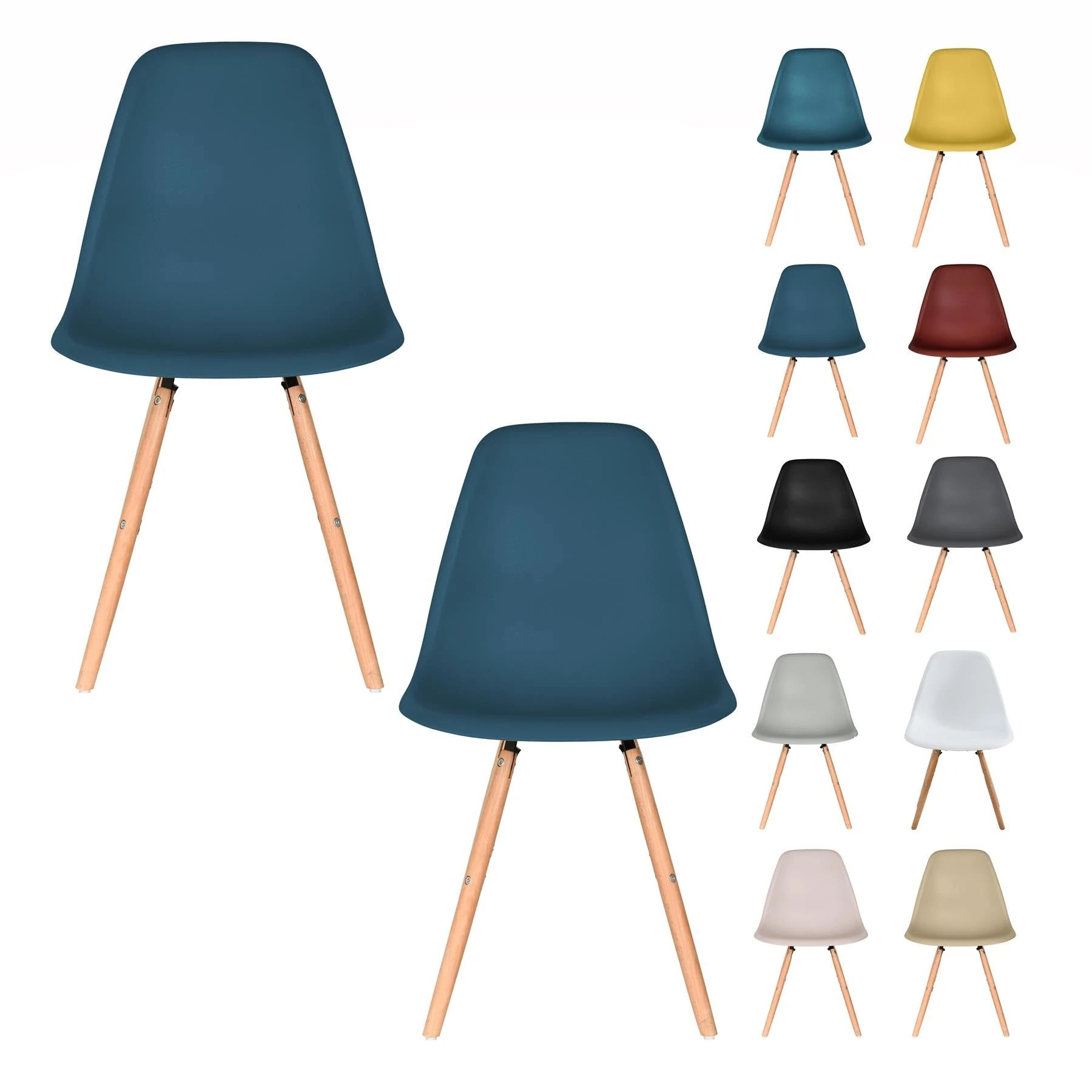 AVC Designs Set of 2 Dining Chairs Wooden Lounge Dining Home Office Commercial Designer (Navy)