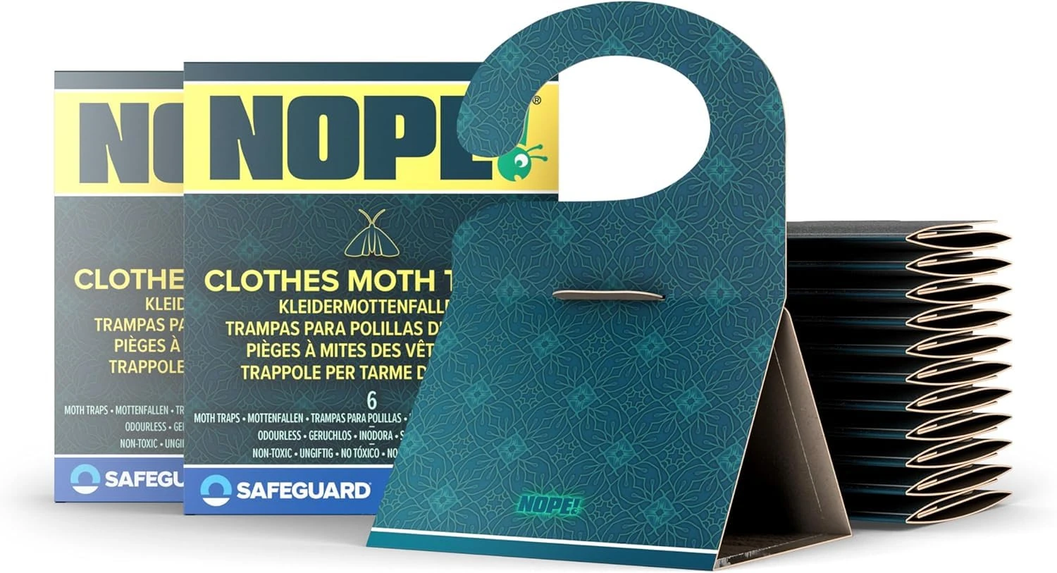 NOPE! Clothes Moth Traps | Odourless Non-Toxic Pheromone Sticky Trap | For Cupboards, Drawers & Clothes Storage Areas | Child & Pet Safe (12-pack)