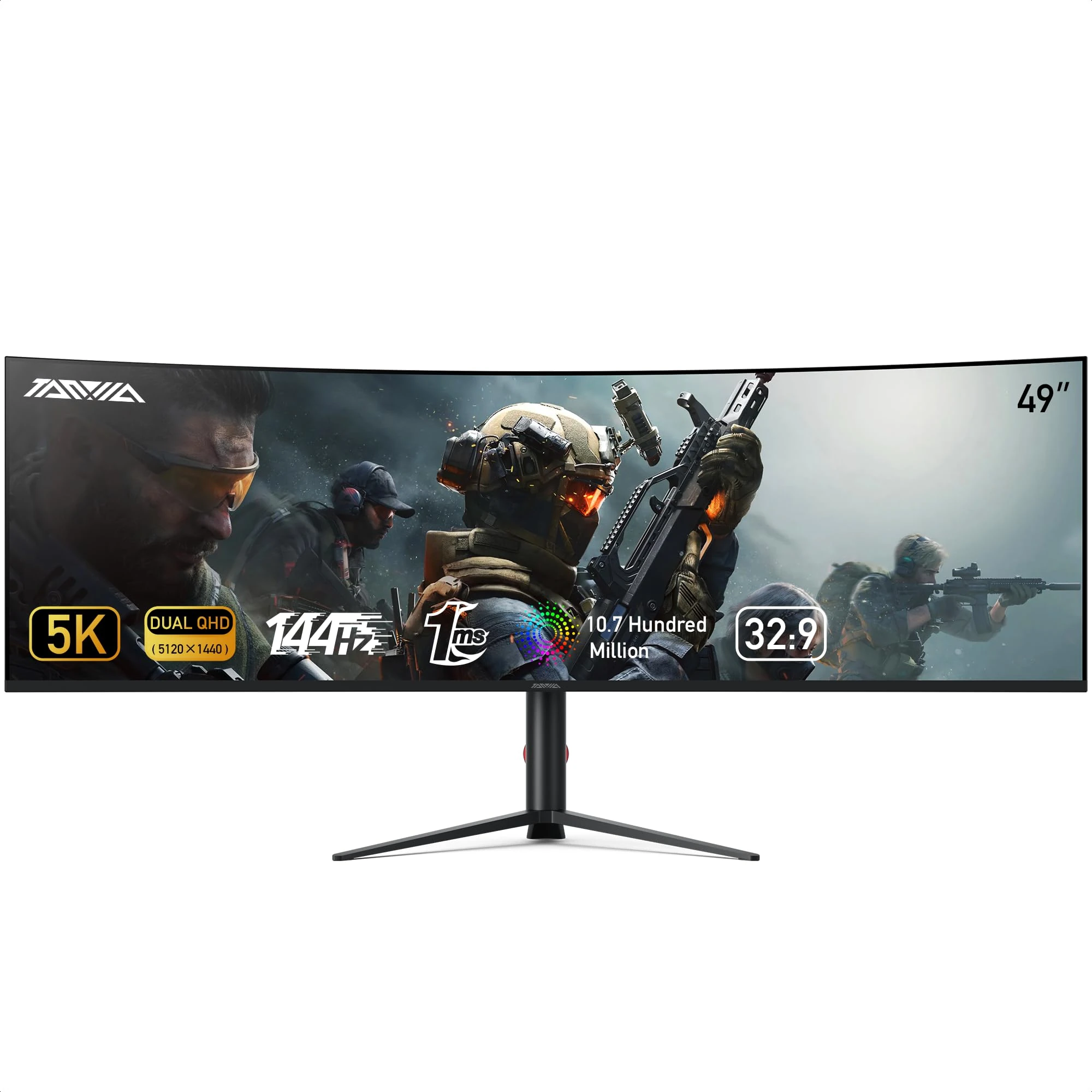 TANXJIA 49 Inch Curved Gaming Monitor with Speakers Built In, 5K(5120×1440) DUAL QHD PC Monitors, 1.07B Colors Ultrawide Computer Screen, 144Hz, 1Ms, FlickerFree, Tilt/Height Adjustable, USB/HDMI Port