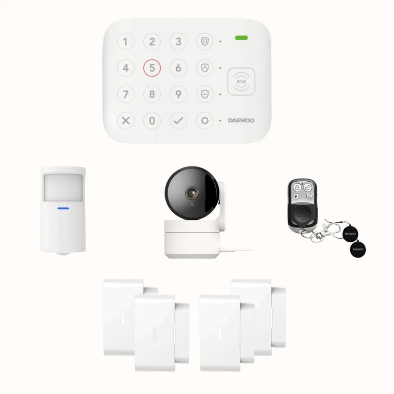Daewoo VIG101 Vigilia WiFi Smart Alarm Pack - Wireless System and No Subscription, Pet Friendly, Detectors Included + Full HD Surveillance Camera, Mobile App Included