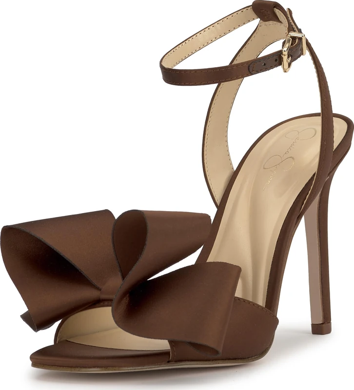 Jessica Simpson Women's Olivine Heeled Sandal, Toasted Pecan Matte Satin, 6 UK
