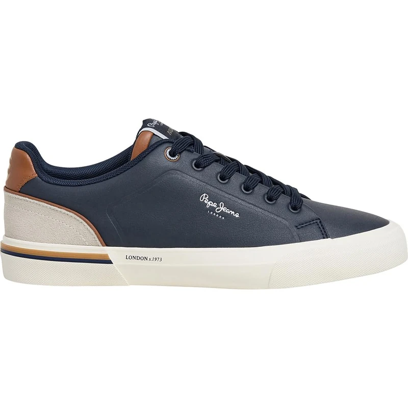 Pepe Jeans London Kenton Campus M Men’s Regular Fit Leather Sneakers, Blue Wash - Image 1