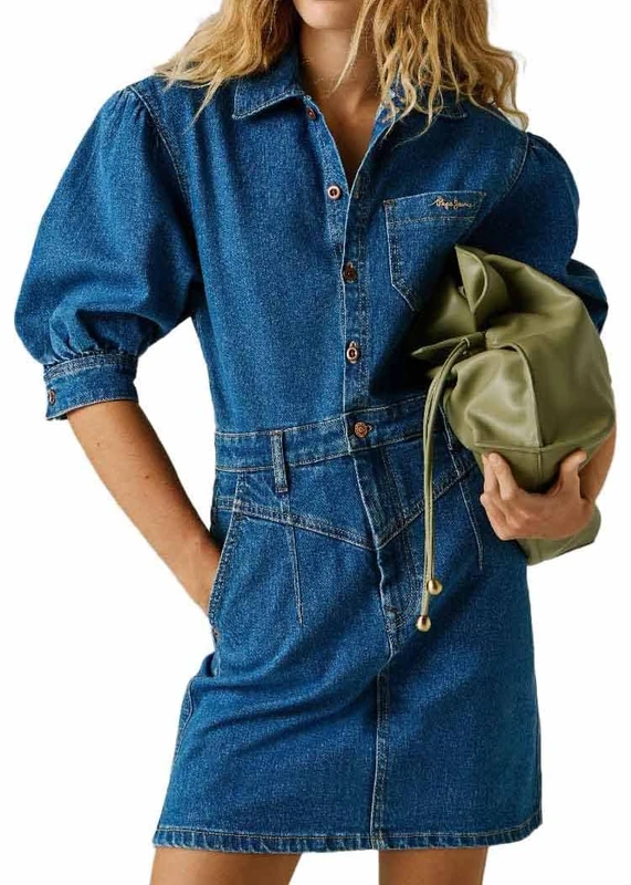Pepe Jeans Women's Authentic Denim Dress Gracie, Blue (Denim-4CB), S