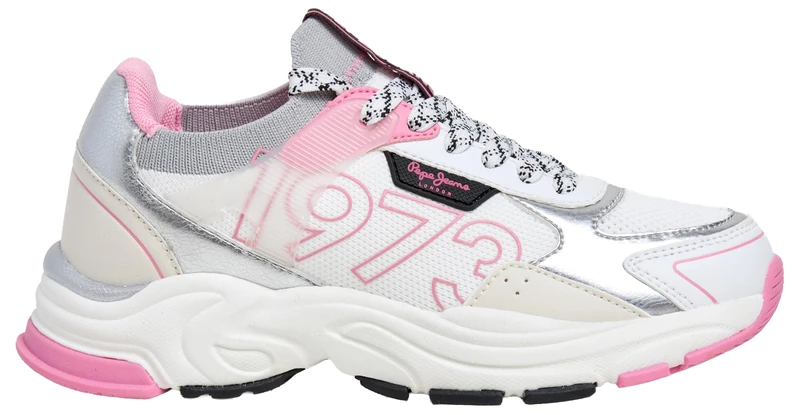 Pepe Jeans MAVE Knit G Sneak, White (Off White), 2.5 UK - Image 1