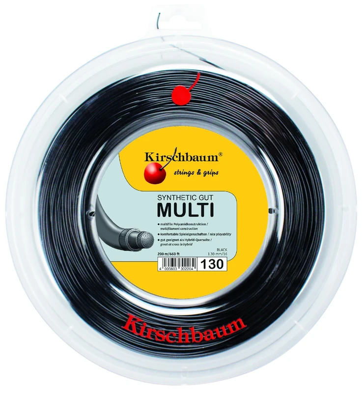 Kirschbaum 200m Spool Synthetic Gut Multi 1.3mm Black Adult Unisex