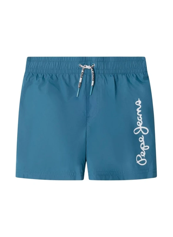 Pepe Jeans Boy's Logo Swimshort Shorts, Blue (Dark Turquoise Blue), 10 Years - Image 1