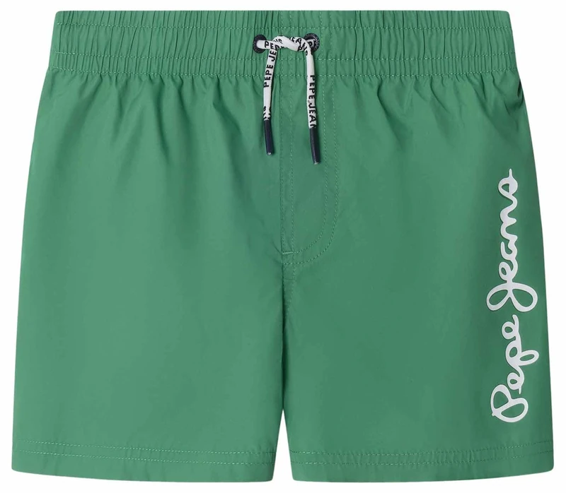 Pepe Jeans Boy's Logo Swimshort Shorts, Green (Bright Green), 4 Years