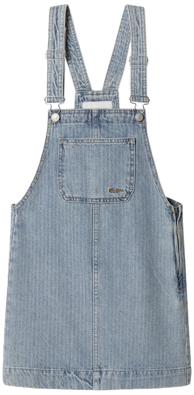 Pepe Jeans Girl's Pinafore Dungaree Dress Stripe Dress, Blue (Denim-), 16
