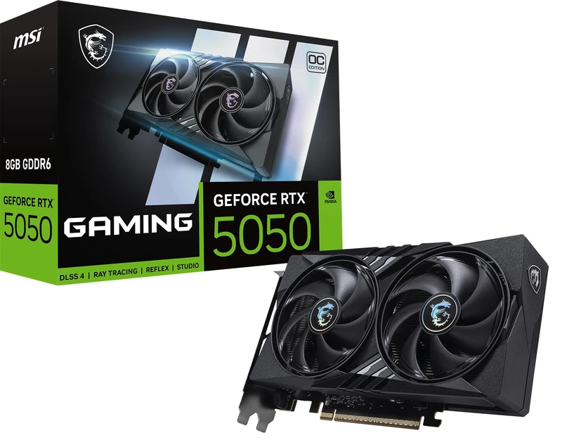 MSI Gaming RTX 5050 8G Gaming OC Graphics Card (8GB GDDR6,128-bit, Extreme Performance: 2647MHz, DisplayPort x3 2.1a, HDMI 2.1b, NVIDIA Blackwell Architecture)