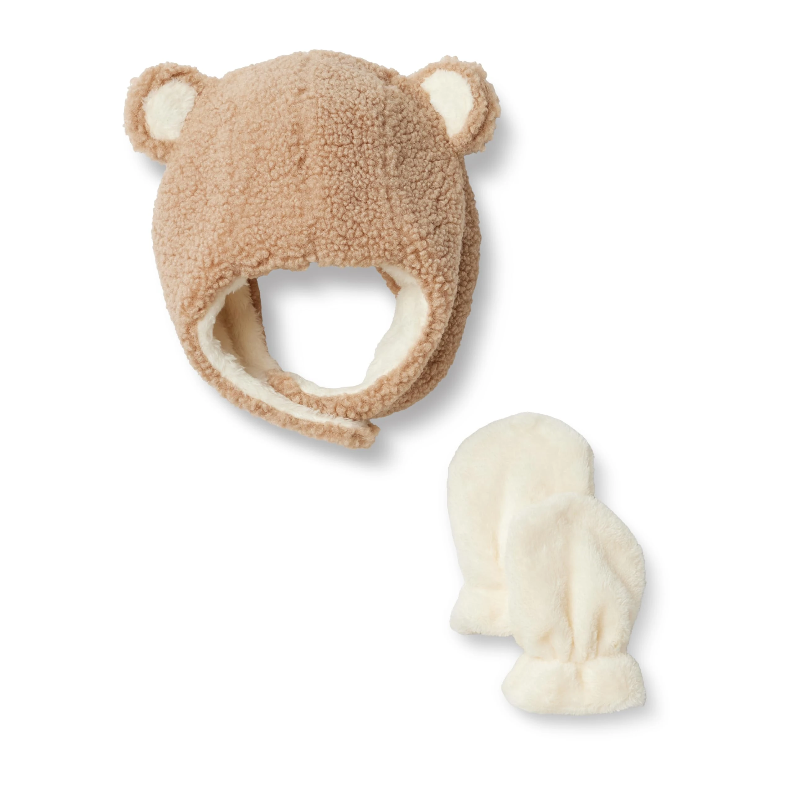 Amazon Essentials x Sofia Grainge Unisex Babies' Hat and Mittens Set, Light Camel, M (12-24 Months)