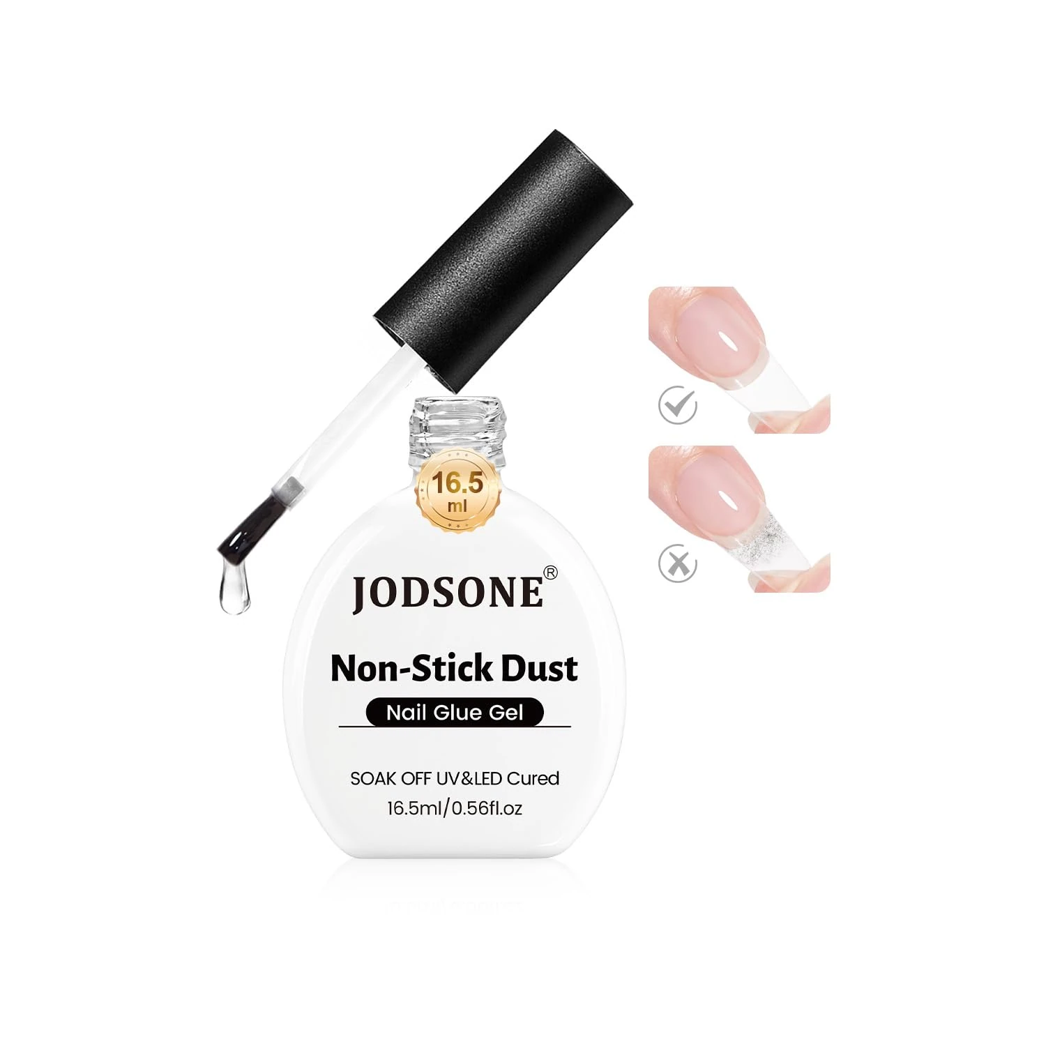 JODSONE 16.5ML No-Dust Adhesive Gel Nail Glue - Super Strong UV Nail Glue, 5-in-1 Multi-Functional for Press On Nails, Acrylics, Tips, Repair & Nail Art, Need UV/LED Light Curing
