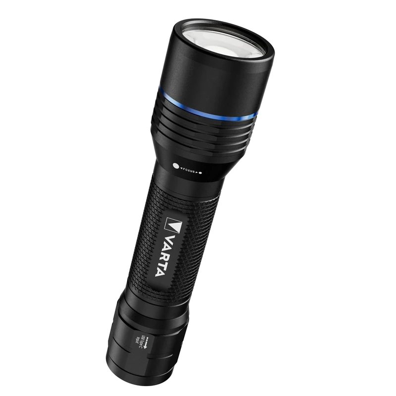 VARTA Torch LED, Night Cutter Pro F30R, Lamp, Rechargeable Flashlight for Outdoors or Home, 1500 lm, Waterproof IP67, Aviation Aluminum, Precision Focus, Includes Lanyard