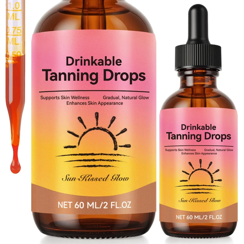 Sunless Tanning Drops to Drink, 60ml Drinkable Self Tannings Drops, Sun-Kissed Glow, Without Sun Damage, Safe & Long-Lasting Enhances Natural Tan, for All Skin Types