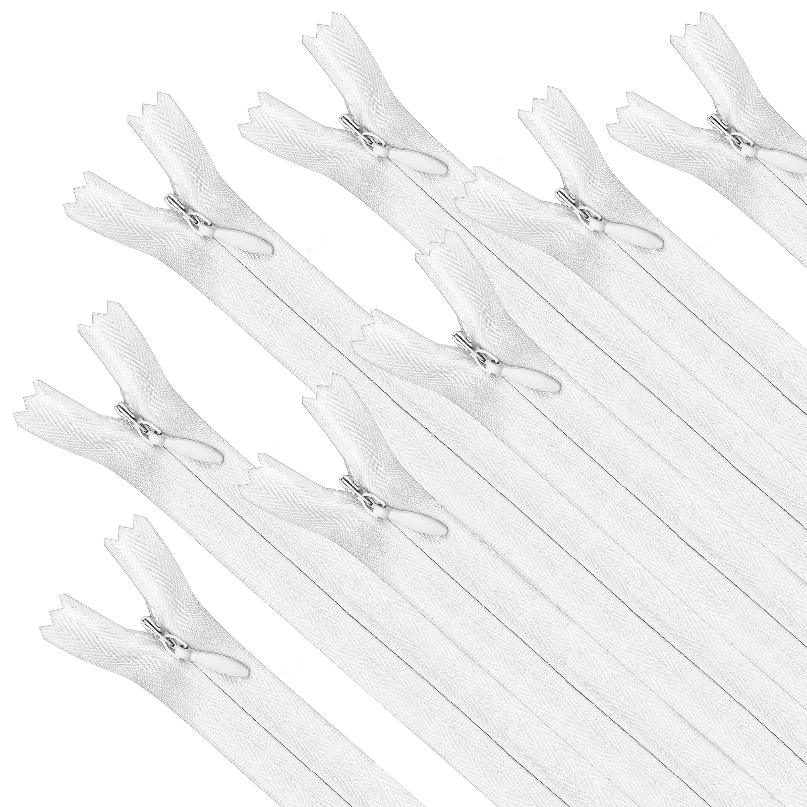 35pcs Invisible Zips 16Inch/40cm Closed White Zip Fixer for Tailor Sewing Tools Cushion DIY Craft Dressmaking Pillows Skirts Clothes Bags Pants