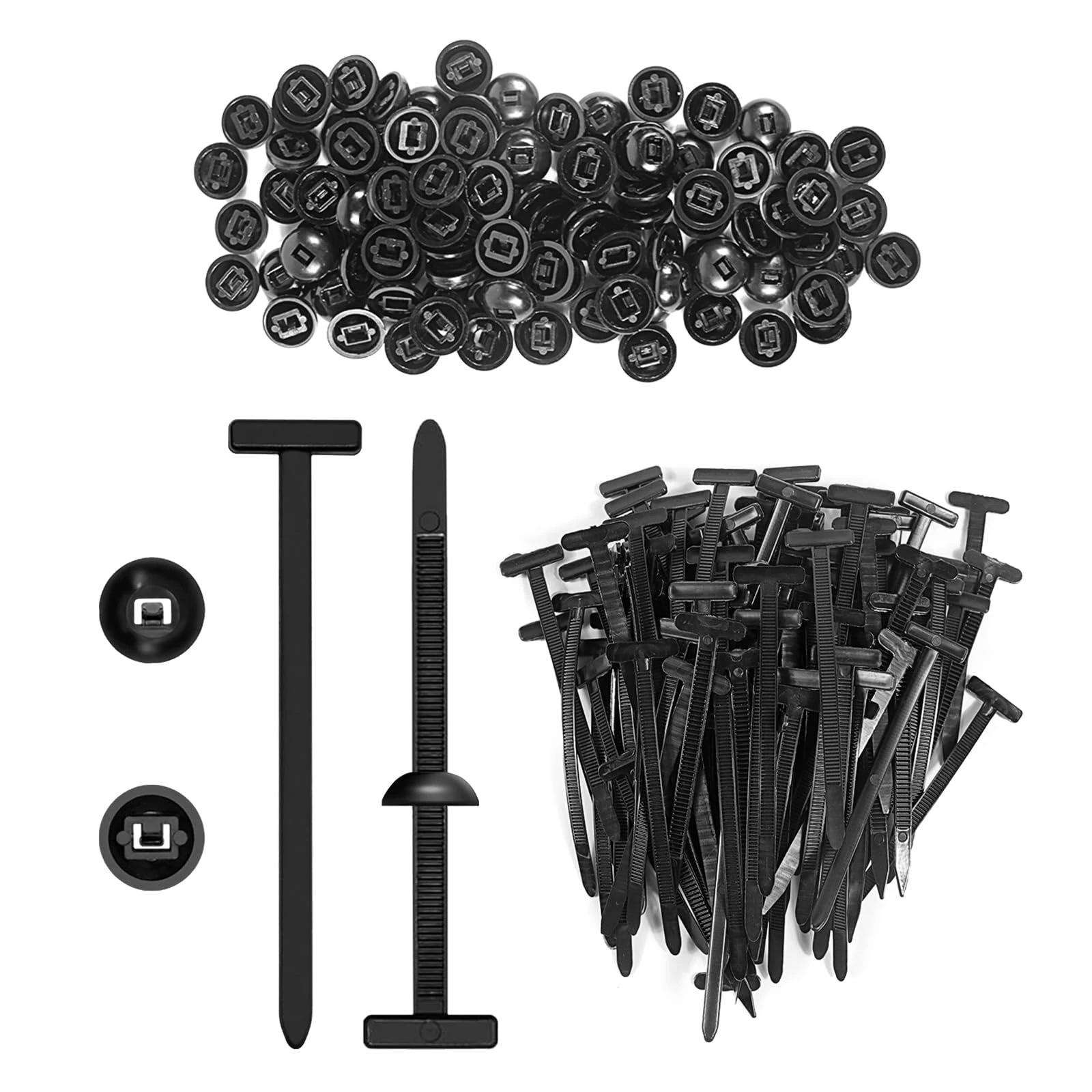 Redamancy 100 Pcs Nylon Universal Cable Tie Buckle, Heavy Duty Self Locking Nylon Zip Ties Holder, Bumper Retainer Clips for Quick Fastening, Automotive Repair and Daily Use
