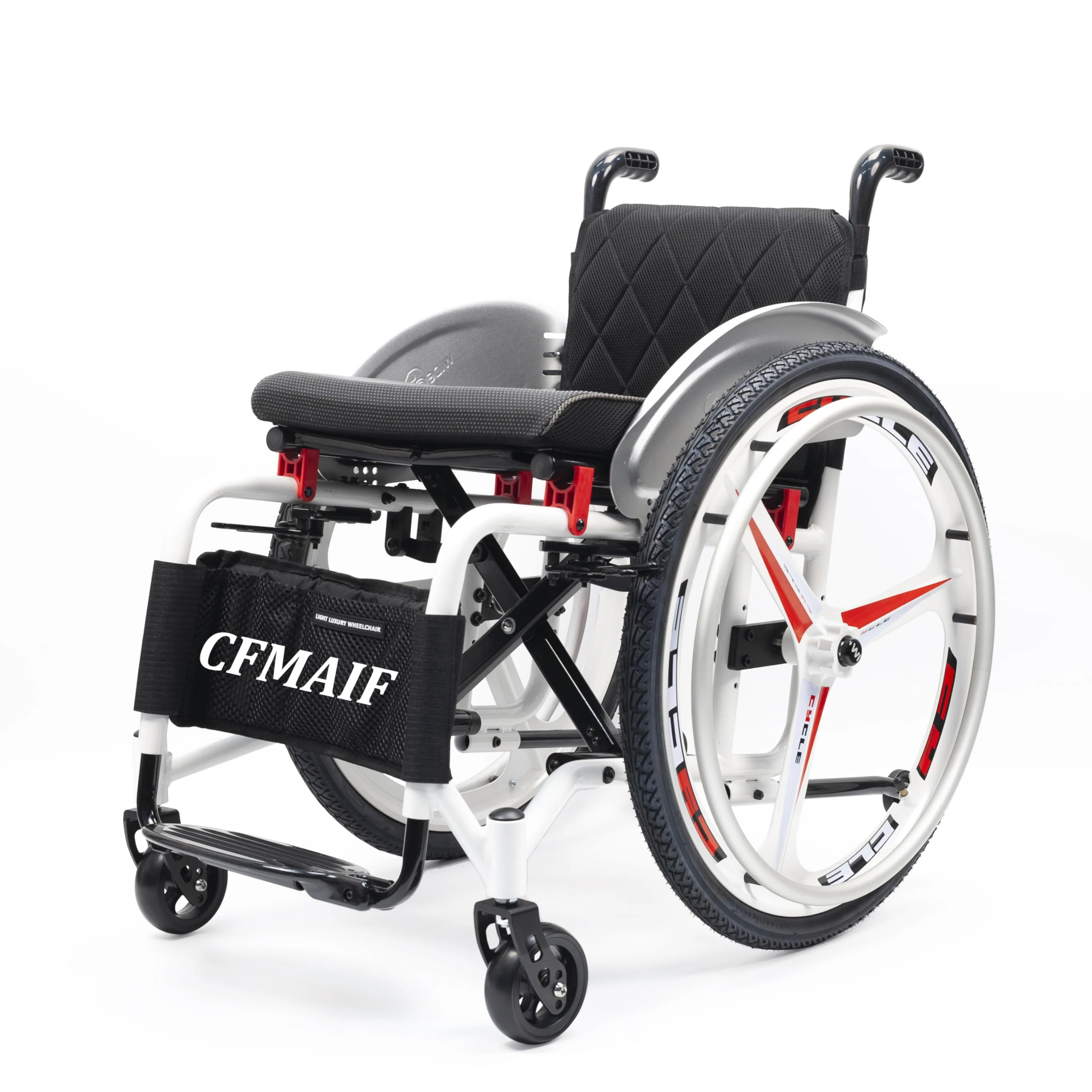 CFMAIF Sport Wheelchairs for Adults, Aluminum Wheelchairs with Quick Release Wheels, Lightweight Transport Wheelchair with Handbrakes, (38cm/14.9in seat,White)