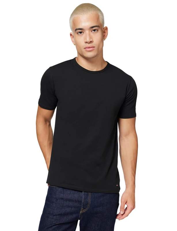 Tommy Hilfiger Men's Stretch Cn Tee Ss 3pack Um0um03138,Black (Black/Black/Black),XL