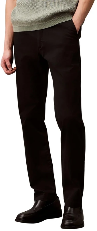 Calvin Klein Men's Slim Cotton Stretch Chino Trouse LV040EM633 Casual Pants, Black (Black), 3236