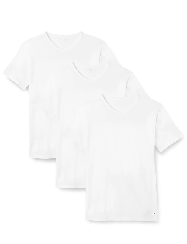 Tommy Hilfiger Men's Stretch Vn Tee Ss 3pack Um0um03137,White (White/White/White),XXL