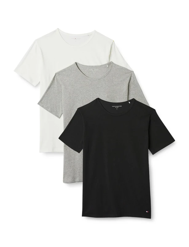 Tommy Hilfiger Men's Stretch Cn Tee Ss 3Pack UM0UM03933 S/S T-Shirt, Multi (Black/White/Grey Heather), XS
