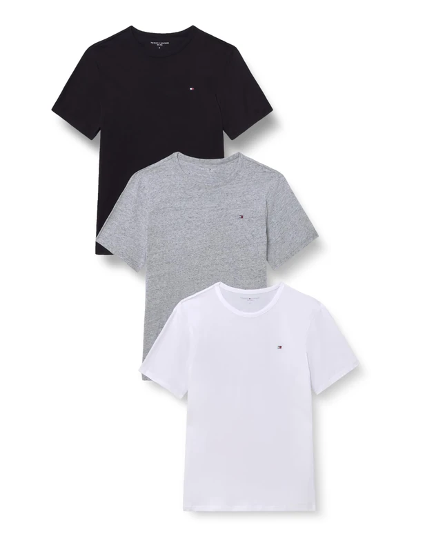 Tommy Hilfiger Men's 3P Ss Tee UM0UM03870 S/S T-Shirt, Multi (Grey Heather/Black/White), M