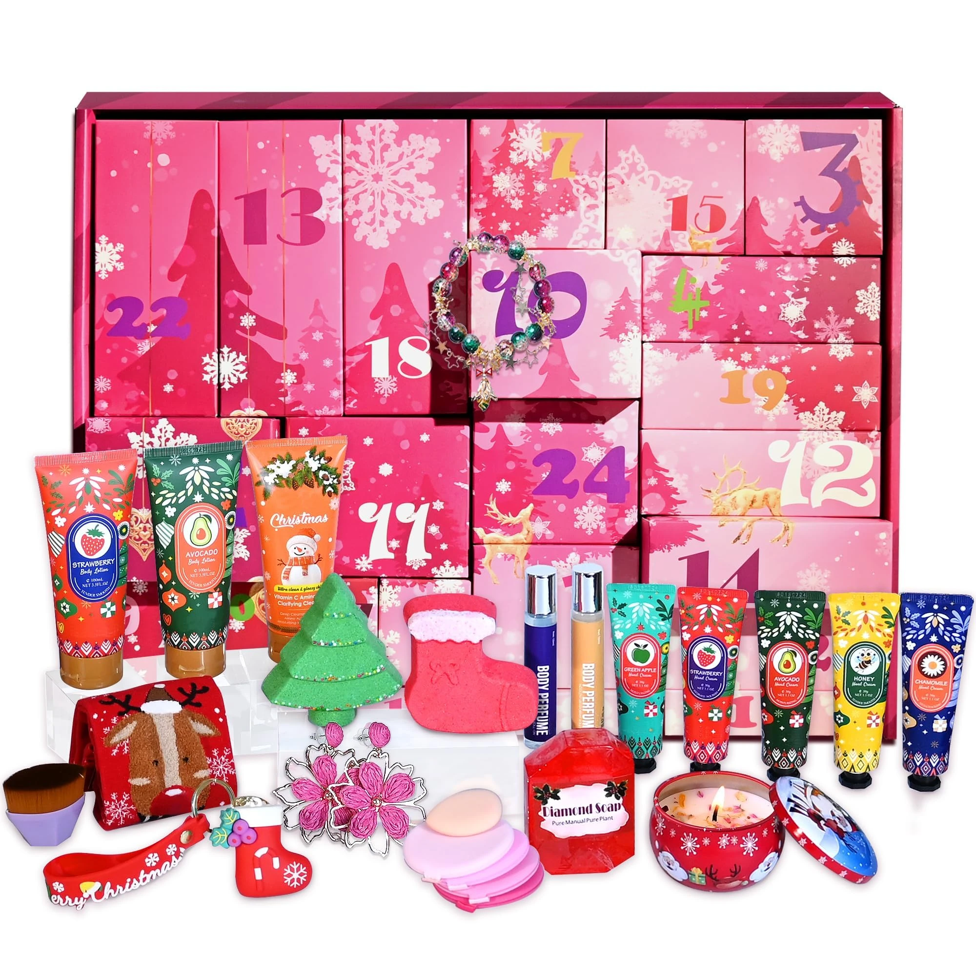 Beauty Advent Calendar 2025 Christmas Gifts for Women, 24pcs Spa Pamper Gift Sets Bubble Bath Countdow Calendar, Skincare Xmas Secret Santa Gift Basket for Her Mum Wife Best Friend Family