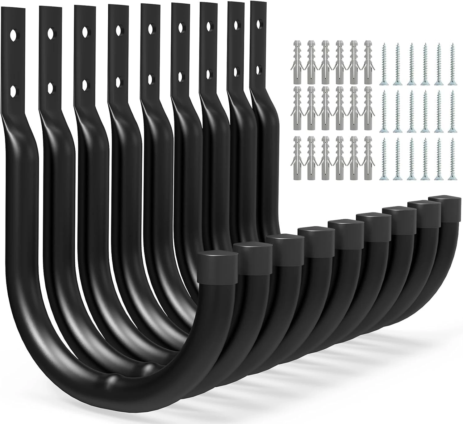 Kitmiido Heavy Duty Ladder Hooks, 9 Set Garage Storage Wall Hooks for Ladder, Bike, Tools (H12 cm x W 8.9 cm, Count, 9)