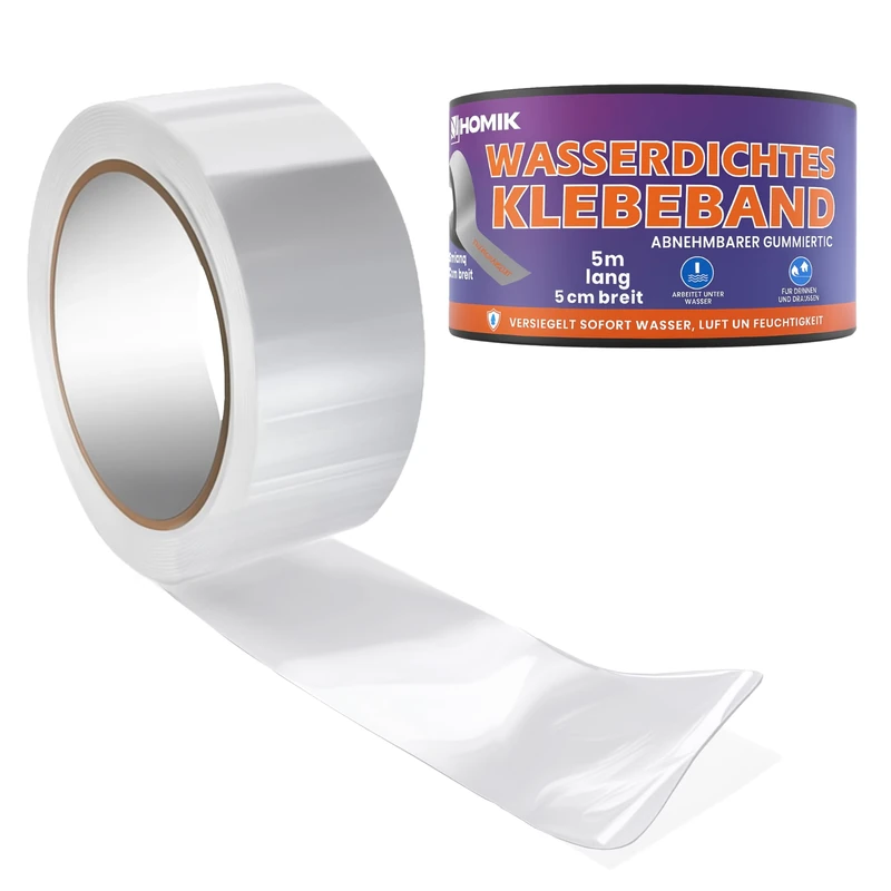 HOMIK Extremely Strong Transparent Waterproof Tape for Outdoor & Indoor Use | Sealing Tape Waterproof | UV Resistant | Duct Tape | Self-adhesive Waterproof Tape