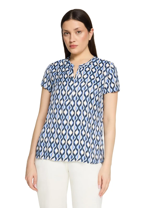 Betty Barclay Women's Blouse Blue/Cream - Image 1