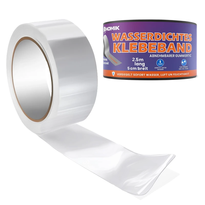 HOMIK Extremely Strong Transparent Waterproof Tape for Outdoor & Indoor Use | Sealing Tape Waterproof | UV Resistant | Duct Tape | Self-adhesive Waterproof Tape