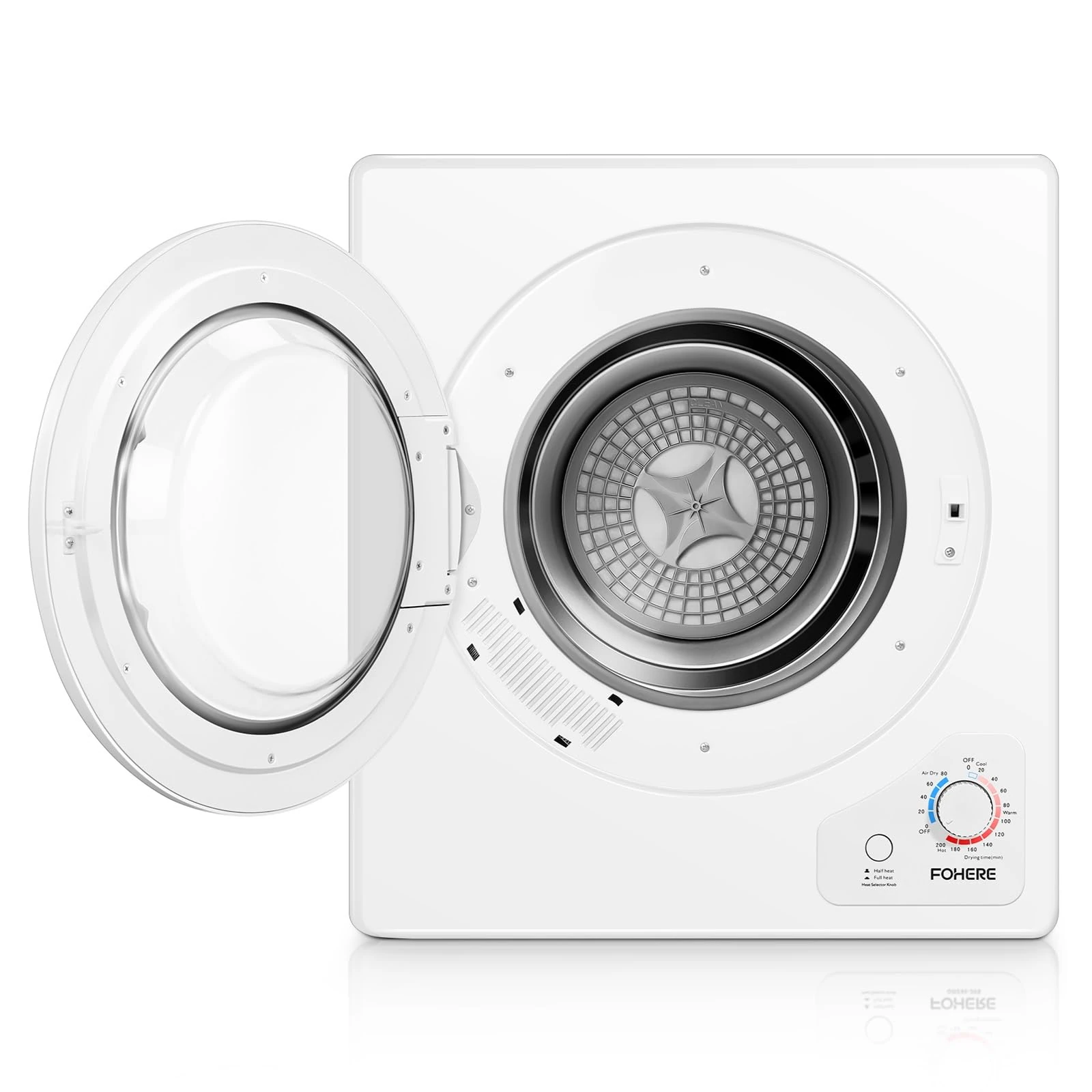 5KG Small Tumble Dryer, FOHERE Vented Dryers for Apartments and Small Home, 1200W Vented Tumble Dryer with Vent tube, 5 Automatic Drying Modes, White