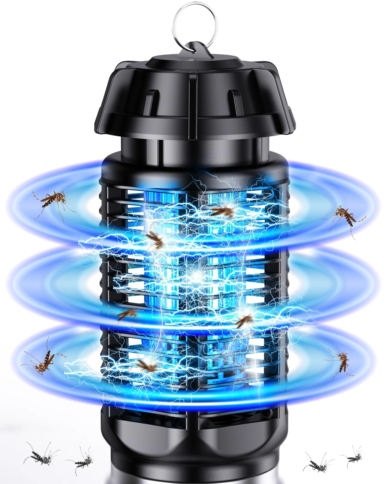 Mosquito Killer Lamp, and Flies Trap, 20W UV Light Bug Zapper, 360° Indoor Outdoor Fly Killing 900 Sq Ft Coverage, Easy to Clean & Effective for Moths Mosquitoes, Black-MKL