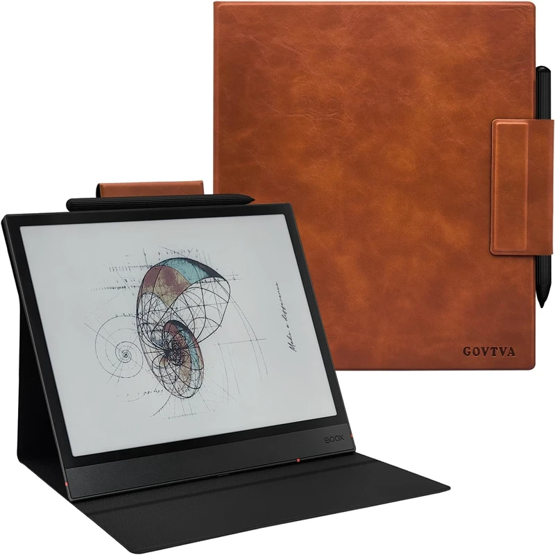 GOVTVA Magnetic Stand Case for Onyx Boox Tablet Note Air 5 C/Note Air 4 C/Note Air 3 C (2025/2024/2023 Released) Ultra-Thin Leather Cover with Magnetic Pen Buckle, Auto Sleep/Wake (Vintage Brown)