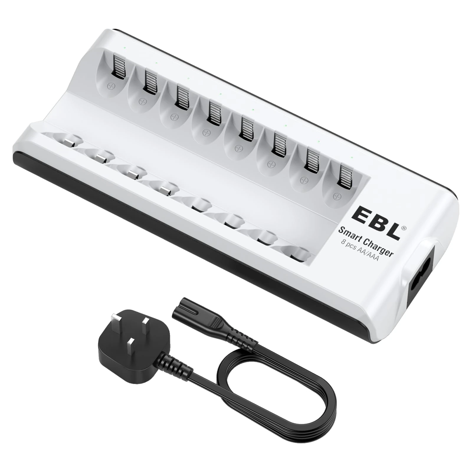 8-Slot Independent Battery Charger AA AAA for Ni-MH Ni-CD Rechargeable Batteries