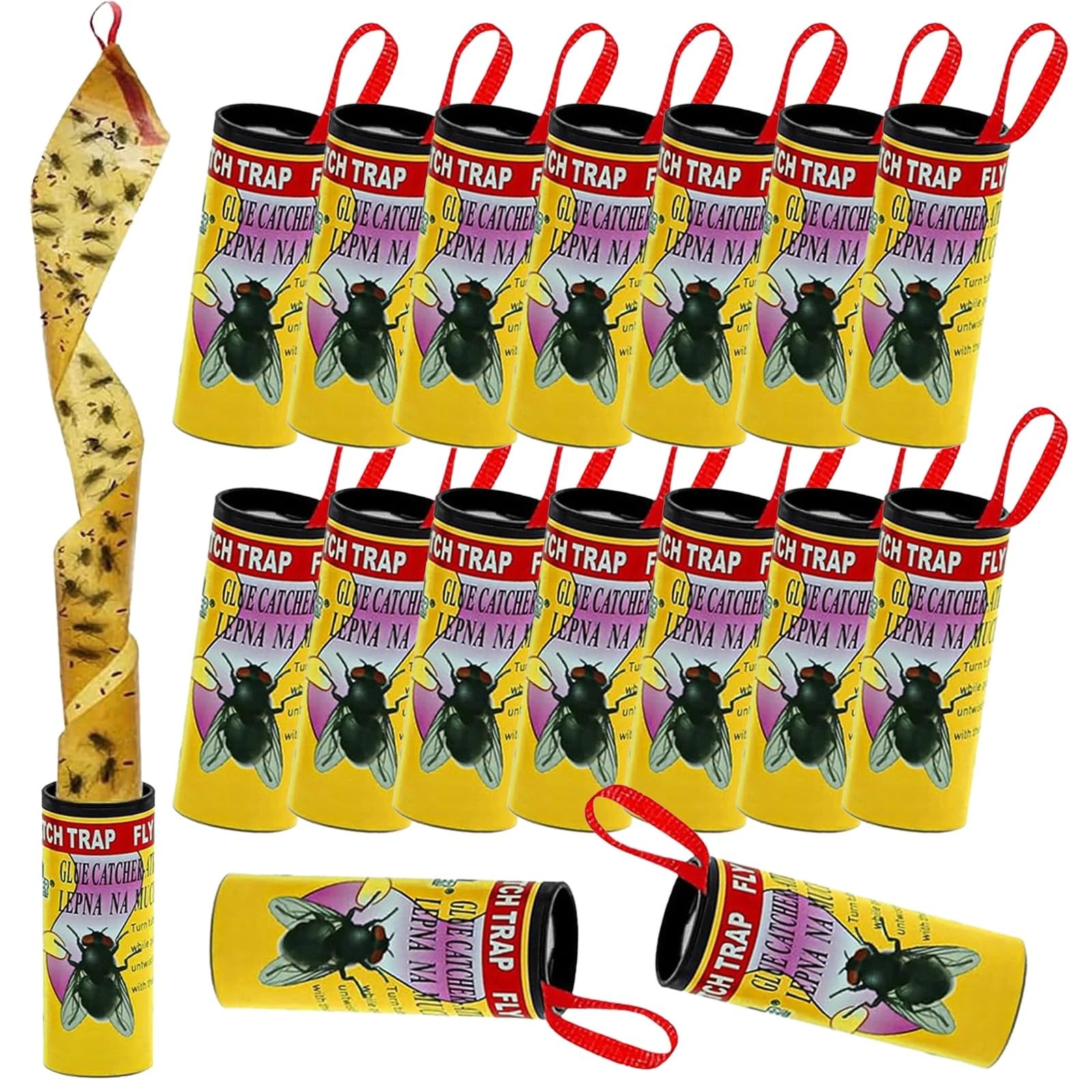 16 Pcs Sticky Fly Catchers, Pesticide Free Fly Paper Strips for House Indoor Outdoor Greenhouse Use