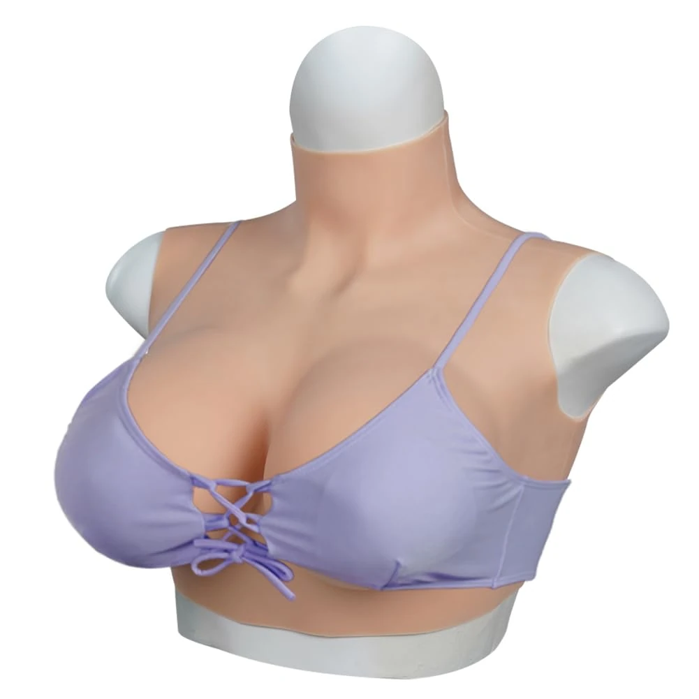 QIAOYIQIAO 4th Silicone Fake Boobs C-G Cup Realistic Breast Forms Silicone Breastplate Fake Breasts for Cosplay Crossdressers Drag Queen (Color 3, G Cup-Cotton Filler)