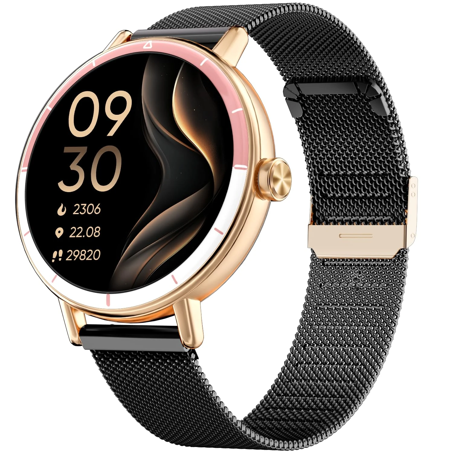 TOOBUR Smart Watch for Women with Two Bands, Fitness Tracker Watch, Heart Rate Monitor, Step Counter, Android & iOS Phones Compatible, Answer/Make Calls, HD Touchscreen, IP68 Waterproof, Black Gold