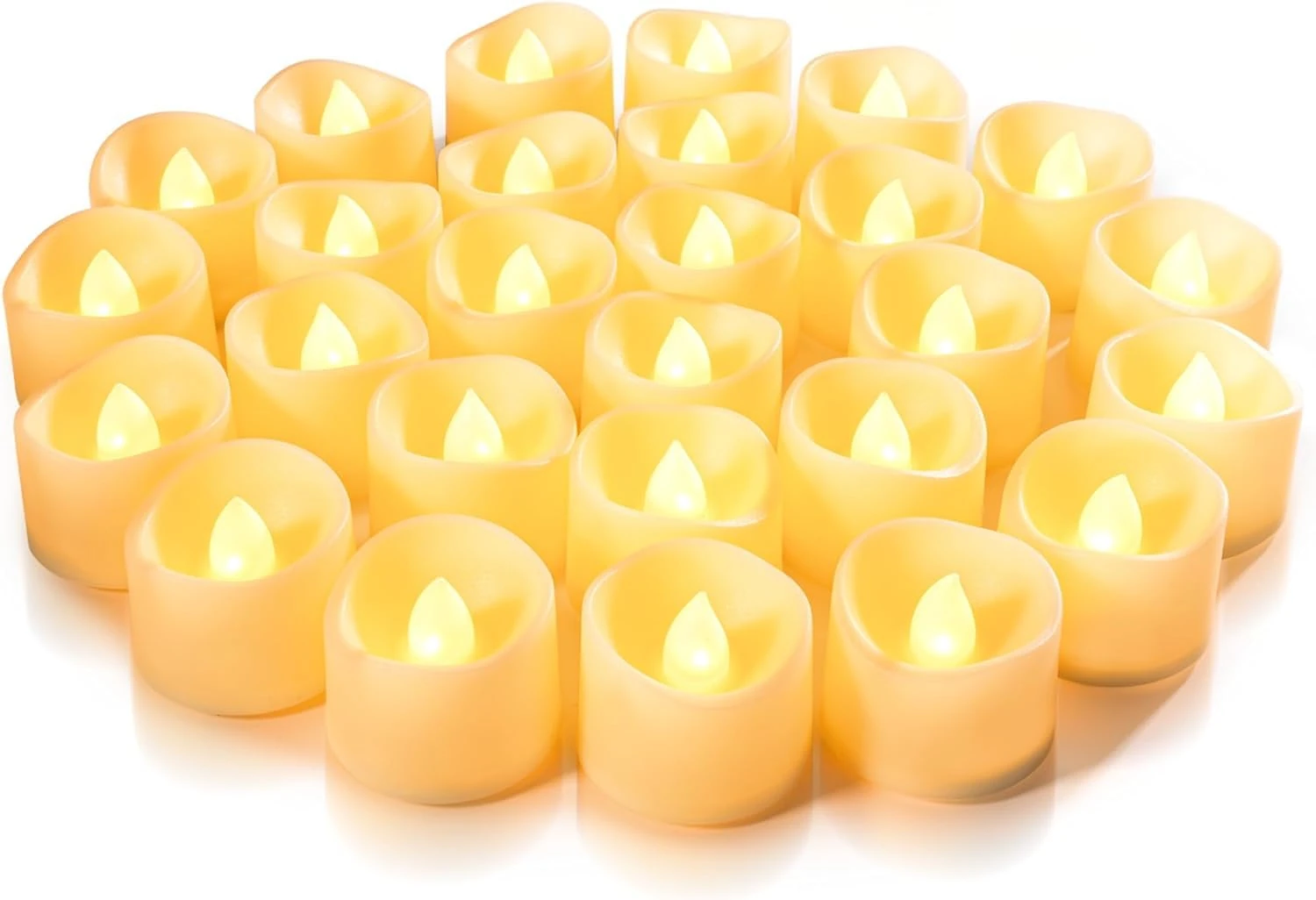 Homemory 24 Pack Battery Tea Lights, Long-Lasting Flameless Flickering Romantic Wedding Tealights for Proposal Anniversary, Mother's Day, Ivory White