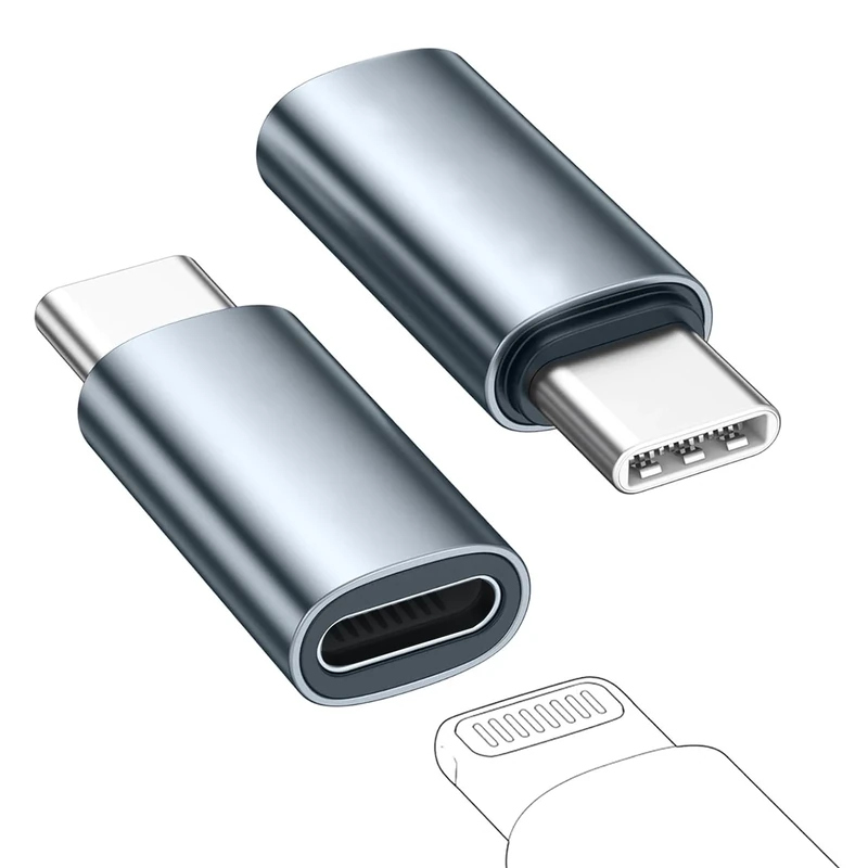 Pence & Moon Collective L To USBC Adapter, 2 Pack L to USB C Adapter Support Fast Charging compatible with iPhone 14 13 12 11 12 Pro Max iPad Pro,Not for Audio/OTG/Headphones/SD Card Reader, Grey
