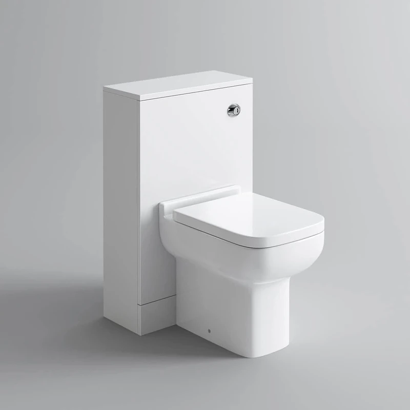 iBathUK Avon WC Toilet Unit, Back to Wall Concealed Cistern Cabinet, Durable Moisture-Resistant Construction, Square Design Modern Bathroom Furniture in Premium Gloss White Finish, 500mm - Image 1
