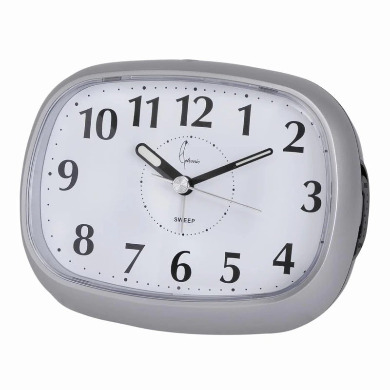 Cetronic Grey Alarm Clock with Silent Movement, Snooze Function, Petit